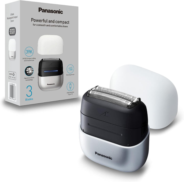 Panasonic ES-ACM3BW503 Series 700 Kompaktrasierer mit 3 Klingen, Nass- & Trockenrasierer für Männer,