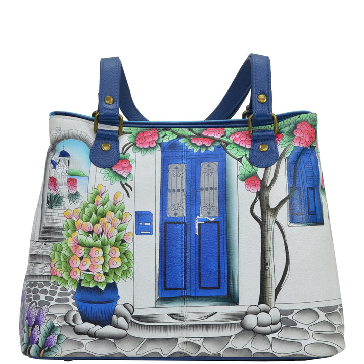 Anna by Anuschka Damen Satchel Shoulder Handbag echtes Leder Magisches Griechenland, Magisches Griec