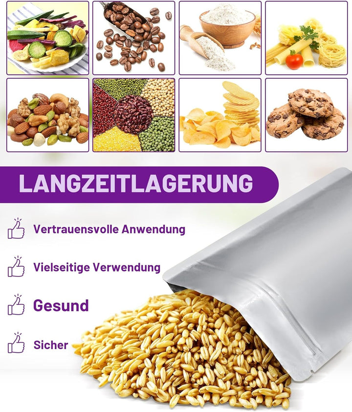 Midukit Mylar bags zur langfristige Lagerung Aufbewahrung von Lebensmitteln, 25 x 35 cm, 8,6 Mil, My