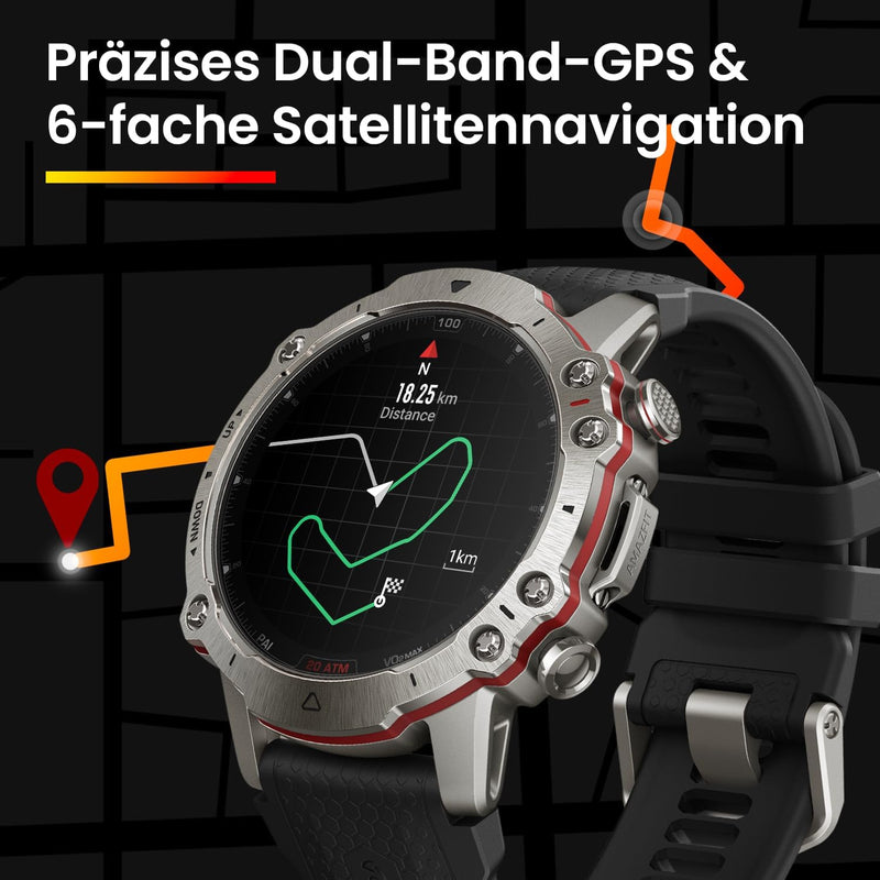 Amazfit Falcon Outdoor Smartwatch mit Dual-Band GPS, Smarter Sportcoach, Trainingsvorlagen, 150 Spor