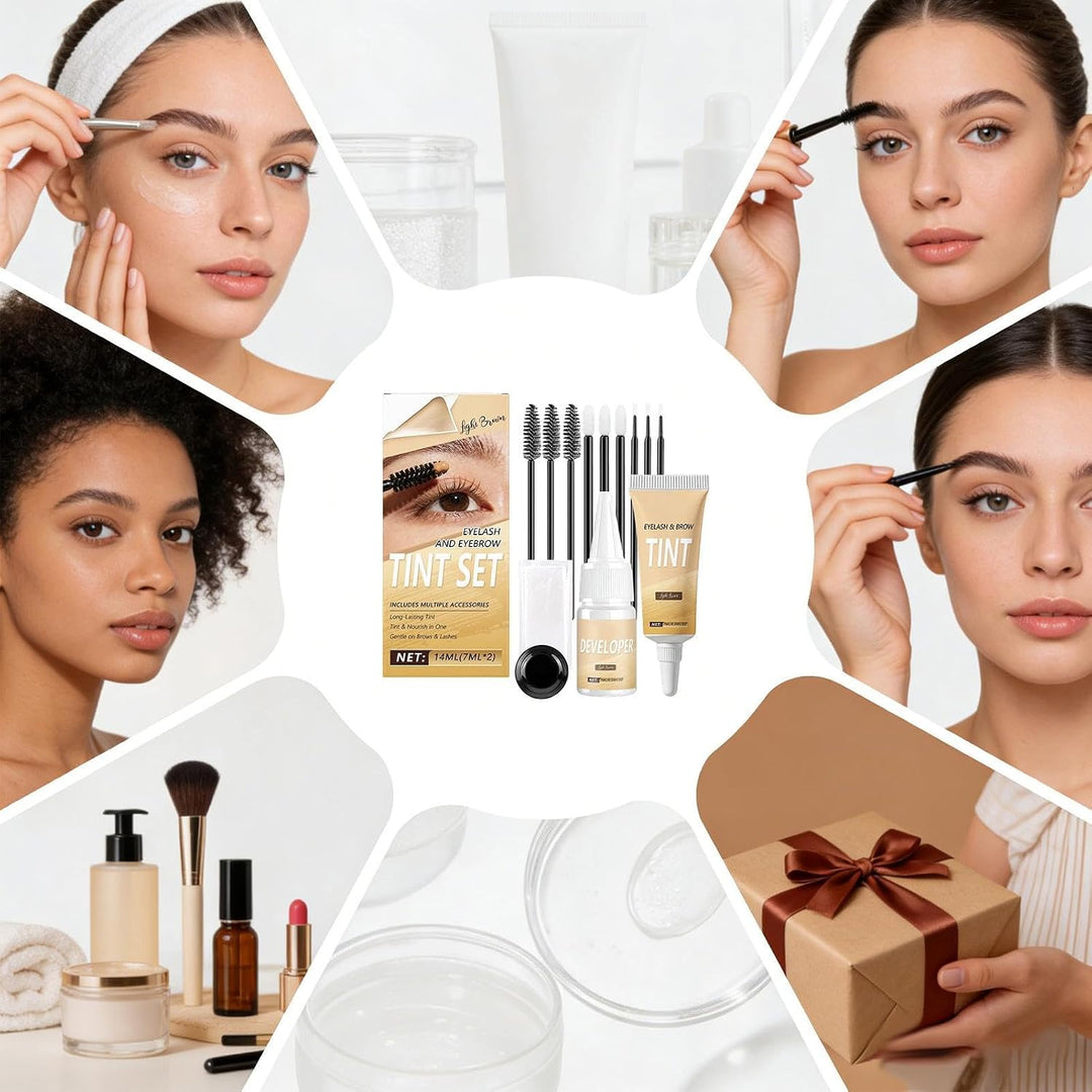 Wimperntönungs-Set Sofort langanhaltendes Volumen | Schwarzes Wimpern- und Augenbrauen-Färbeset Für