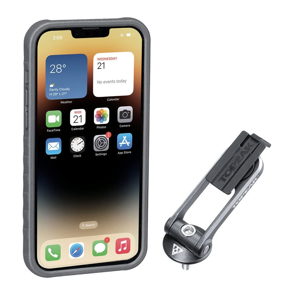 Topeak Handyhülle & Halterung RideCase Kompatibel mit iPhone 14 Plus, Schwarz Grau, 15800641