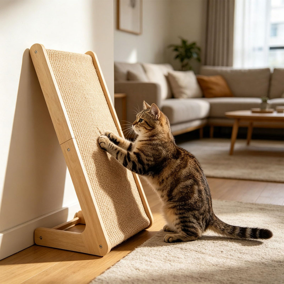 Kratzbretter Katze Kratzsäule – 68 cm H Dual-Use Katzen Kratzbrett - L-förmige Massivholz &amp; Sisal fü