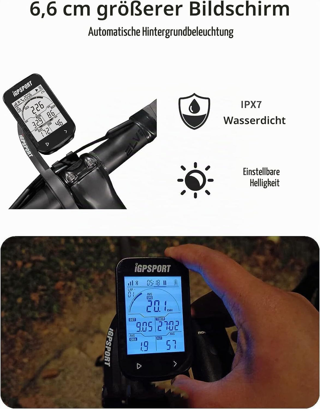 iGPSPORT BSC100S Fahrradcomputer GPS mit 2,6-Zoll-Bildschirm, ANT+ Fahrradcomputer, kabellos wasserd