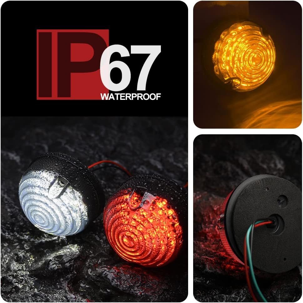 NSLUMO 8 Stueck 73mm Geräucherte Linse Defender LED Licht Units Bernstein Anzeigeseitenlicht Hintere