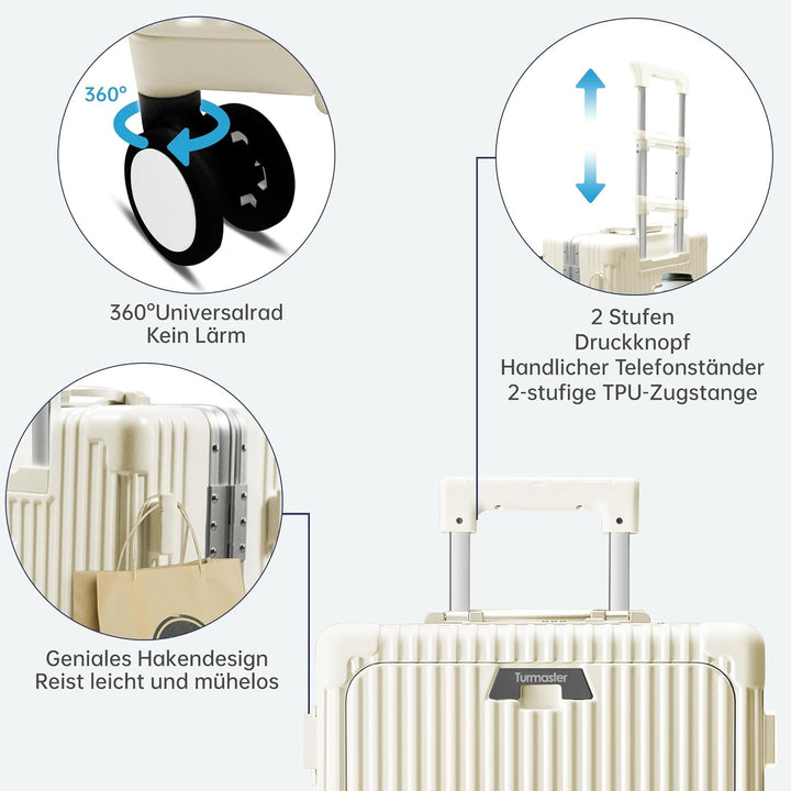 Turmaster Patented Airline Genehmigt Handgepäck mit Spinner-Rädern, 20 Zoll Koffer mit Aluminiumrahm