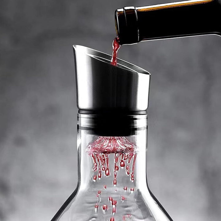 Wine Decanter Set with Aerator Filter, 1.5L Wine Carafe Red Wine Decanter, Lead-Free, Hand Blown Win