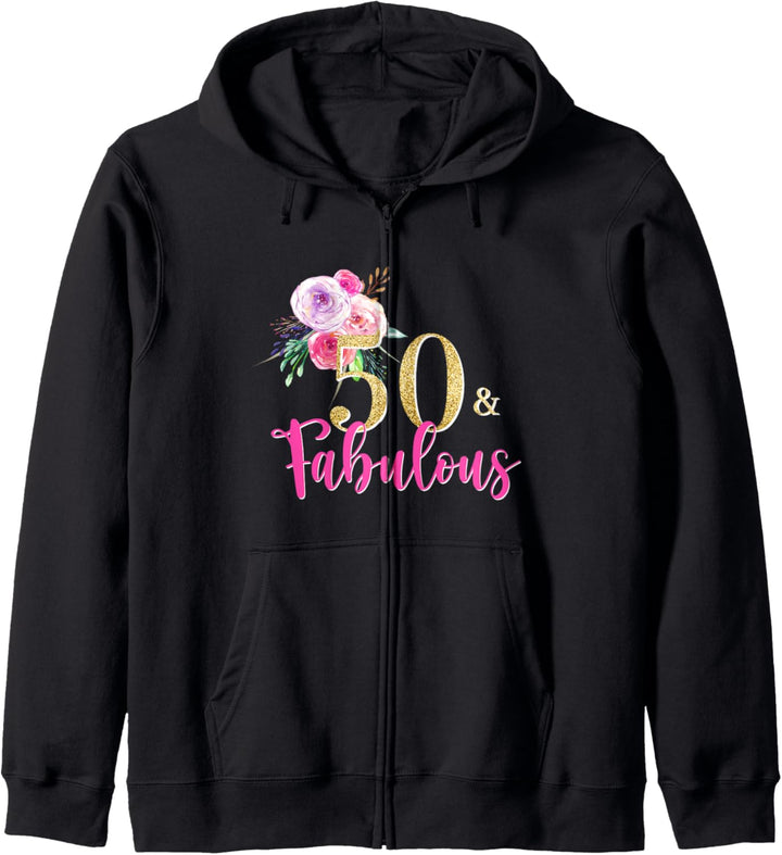 Frauen 50. Geburtstag Aquarell Blumen süsses fabelhaftes Hemd Kapuzenjacke