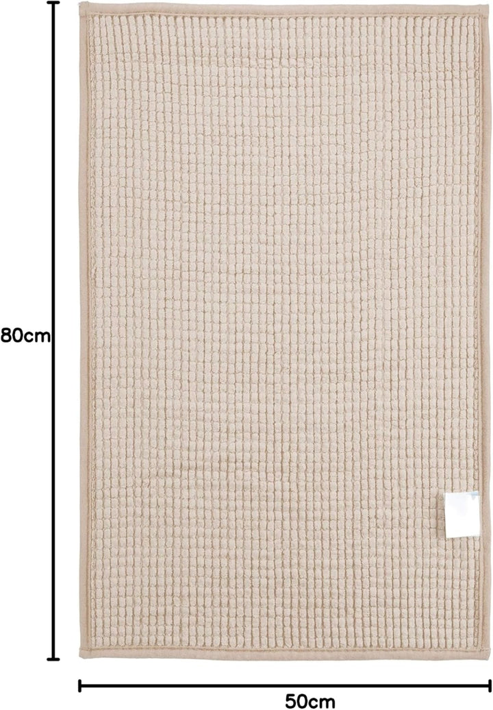 Brandsseller Moderne Chenille Badmatte Duschmatte Badeteppich im Shaggy Style (50x80 cm, Beige) 50x8