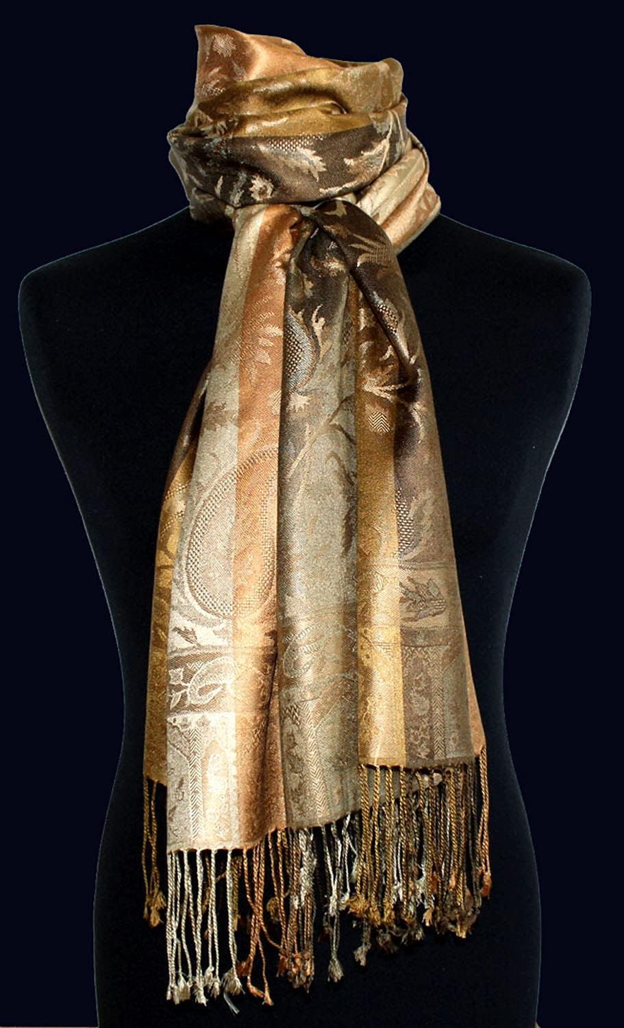 Lorenzo Cana Pashmina Damenschal Schaltuch jacquard gewebt aus 100% Seide 70 x 190 cm Paisleymuster