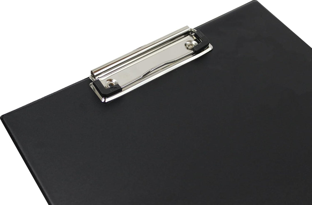 Klemmbrett A4 aus Graupappe, mit PVC-Folienüberzug, Farbe: schwarz – 10 Stück
