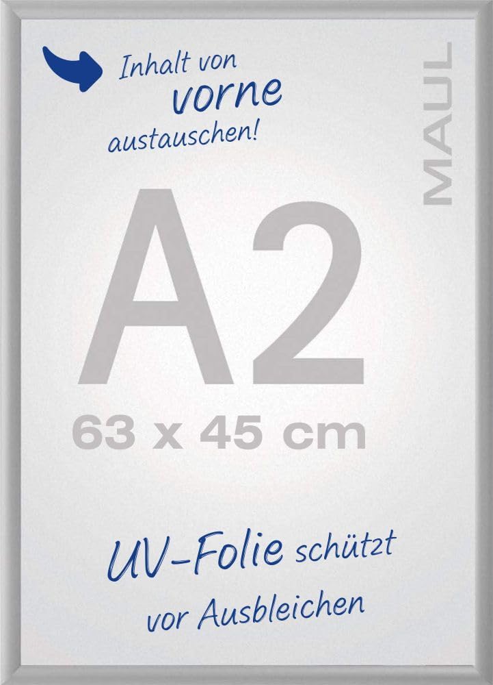 Maul Klapprahmen MAULstandard A2 | Bilderrahmen für Poster, Werbemittel & Fotos | Robuster Rahmen mi