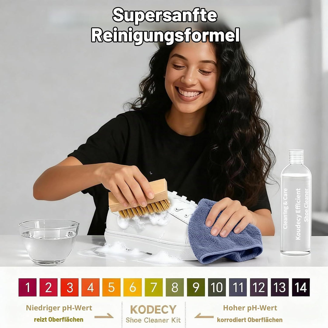 Schuhputzsets Sneaker Cleaner – 300ML Weisse Sneaker Reiniger mit 3 Schuhbürste, Radiergummi und Han