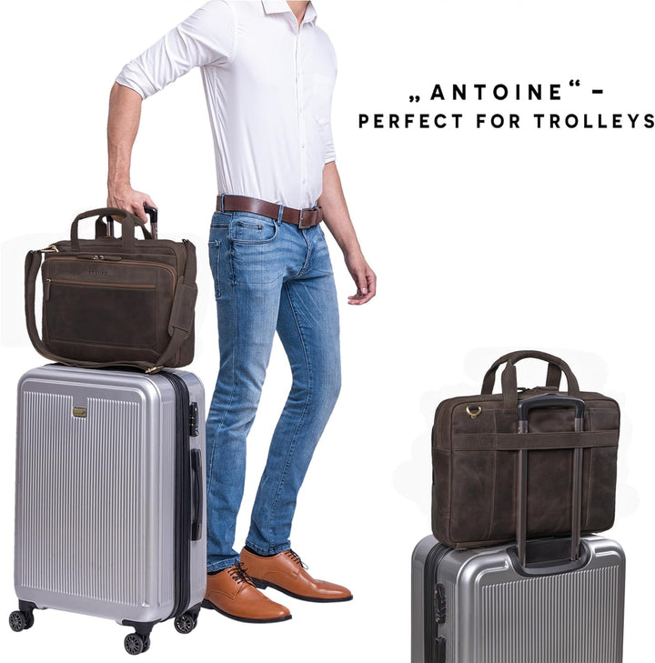 STILORD 'Antoine' Leder Arbeitstasche Gross Businesstasche Aktentasche Lehrertasche Umhängetasche fü