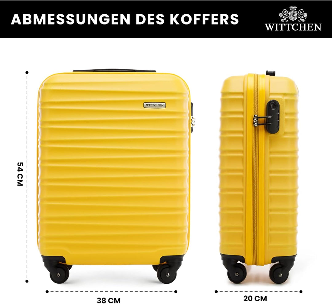 WITTCHEN Reisekoffer Handgepäck Kabinengepäck Rollkoffer Hartschale aus ABS mit 4 Spinner-Rollen Zah