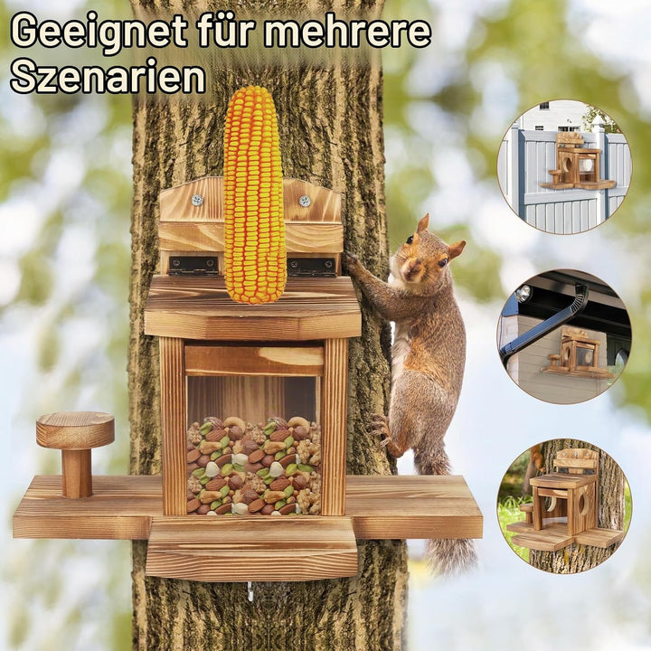 Diealles Shine Eichhörnchen Futterhaus, Eichhörnchen Futterstation Wetterfest, Langlebigen Holz Aufh