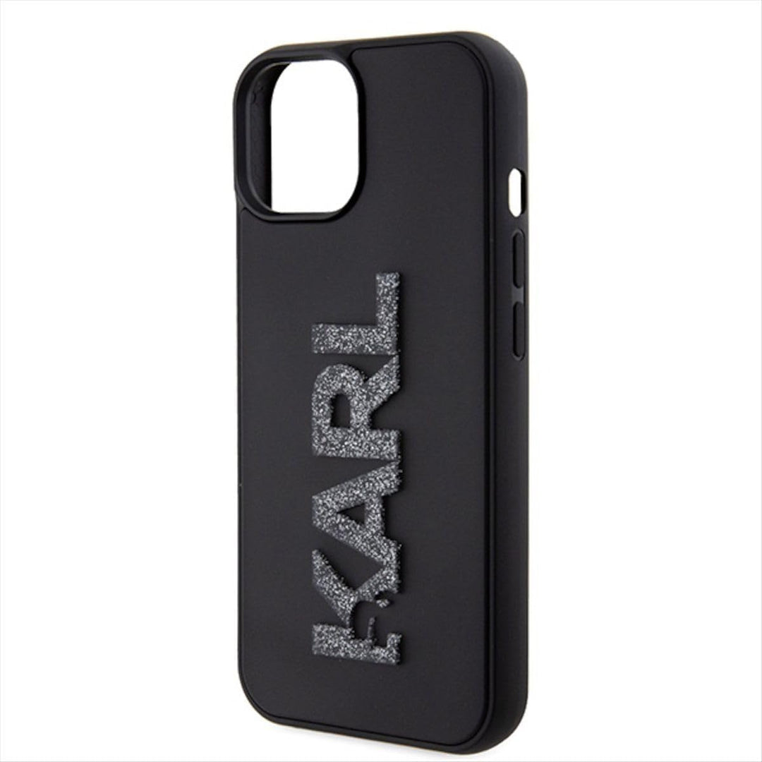 Karl Lagerfeld KLHCP15S3DMBKCK Hülle für iPhone 15 6.1" Schwarz hardcase 3D Rubber Glitter Logo