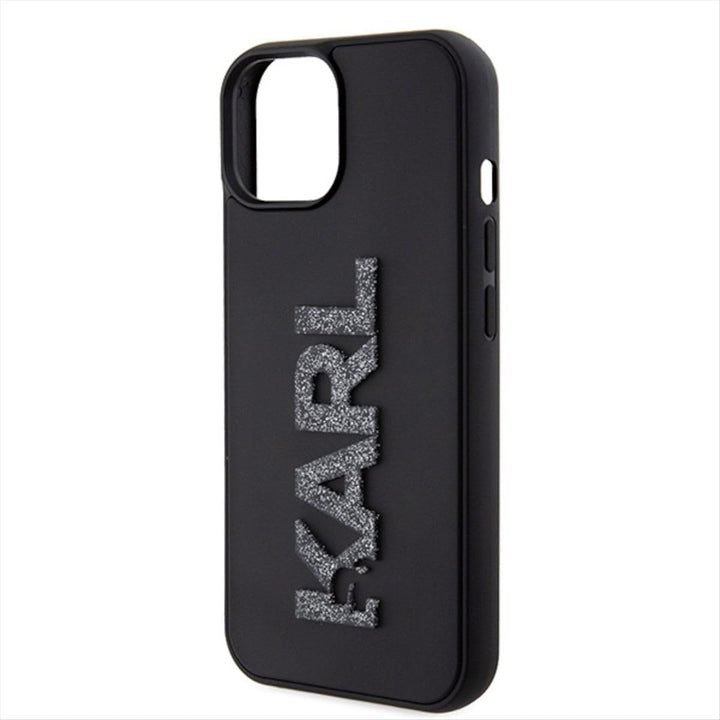 Karl Lagerfeld KLHCP15S3DMBKCK Hülle für iPhone 15 6.1" Schwarz hardcase 3D Rubber Glitter Logo