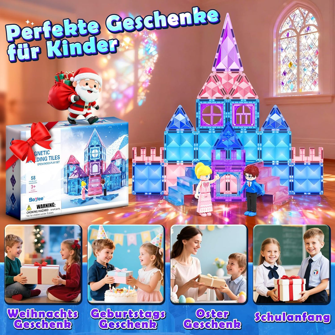 Magnetische Bausteine 58 Stück Magnetbausteine Magnetspielzeuge Kinderspielzeug Magnetblöcke Magnets