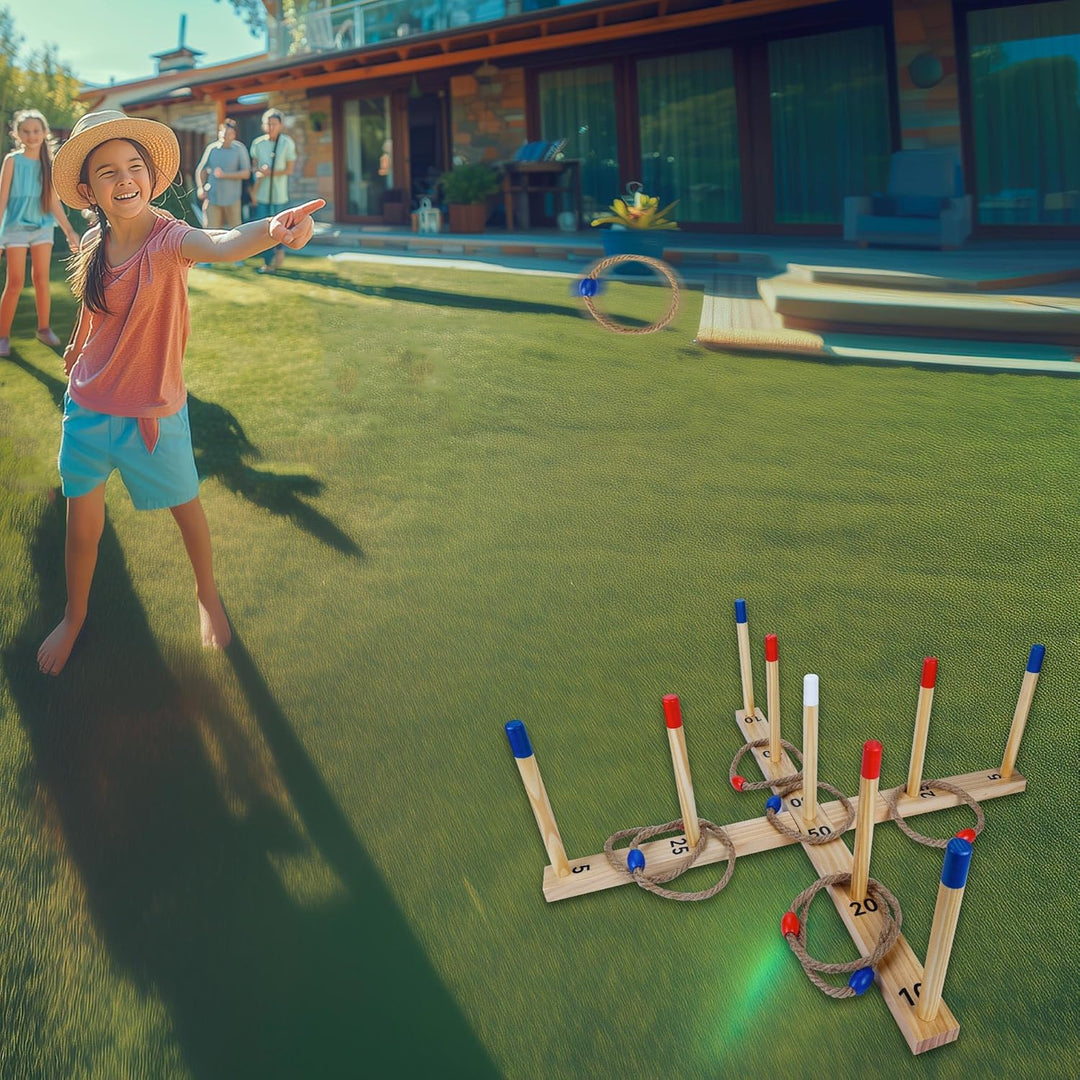 Extra grosses Ringwurfspiel für Erwachsene und Kinder, 76,2 cm, Holzringwurfspiel, Outdoor-Spass mit
