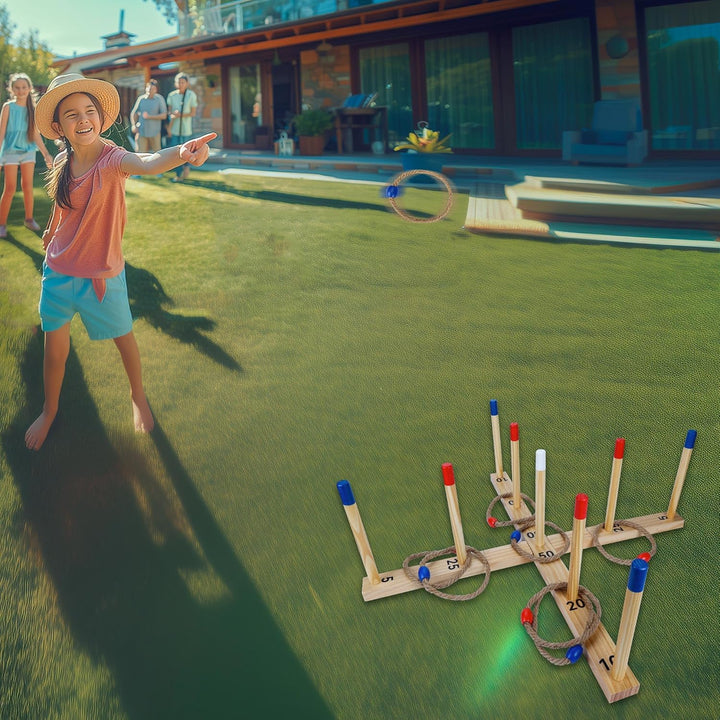 Extra grosses Ringwurfspiel für Erwachsene und Kinder, 76,2 cm, Holzringwurfspiel, Outdoor-Spass mit