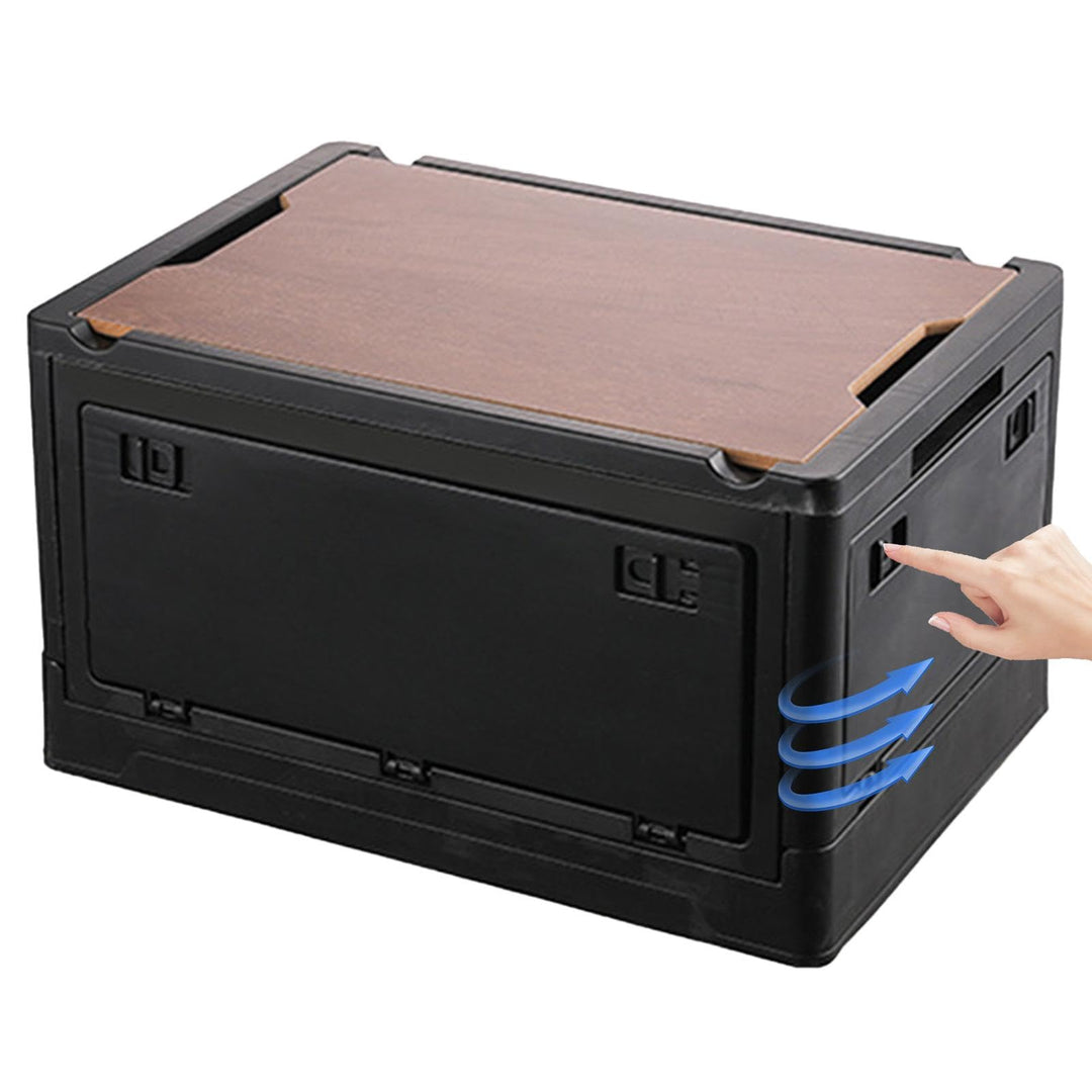 30l/50l Outdoor Camping Storage Box | Four-sided Side Door Camping Box | Wooden Cover Outdoor Storag