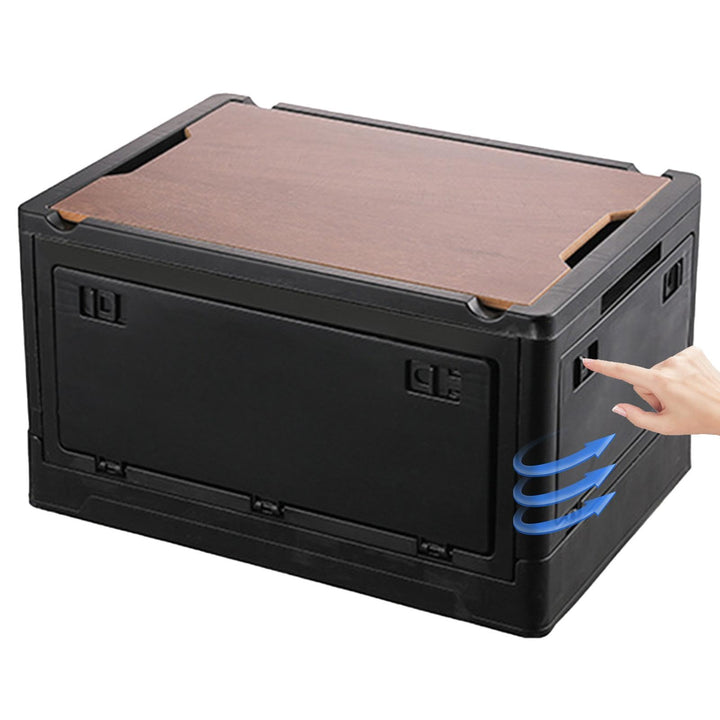 30l/50l Outdoor Camping Storage Box | Four-sided Side Door Camping Box | Wooden Cover Outdoor Storag