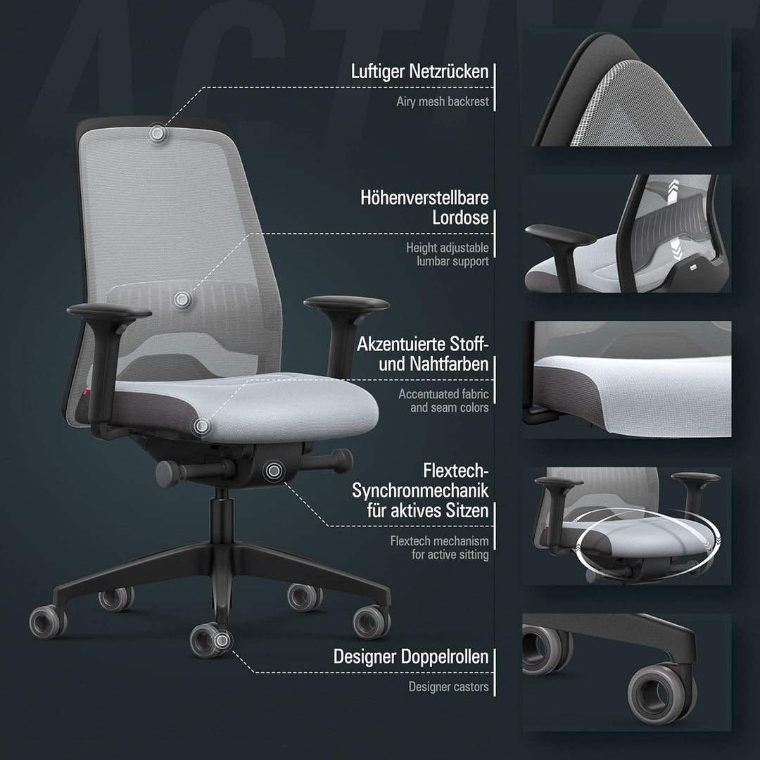 Interstuhl Bürostuhl Every Active Edition – ergonomischer Schreibtisch- und Gaming-Stuhl – Lordosens