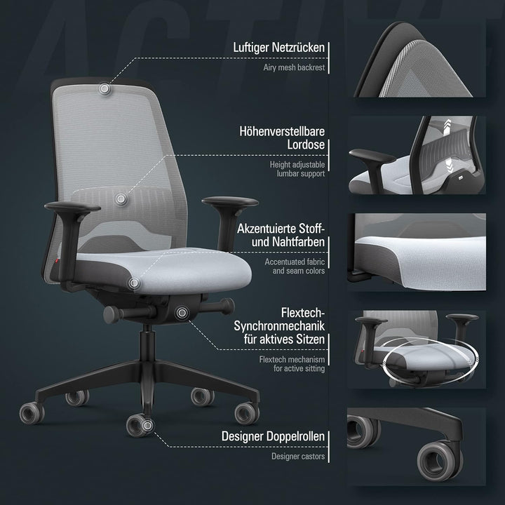 Interstuhl Bürostuhl Every Active Edition – ergonomischer Schreibtisch- und Gaming-Stuhl – Lordosens