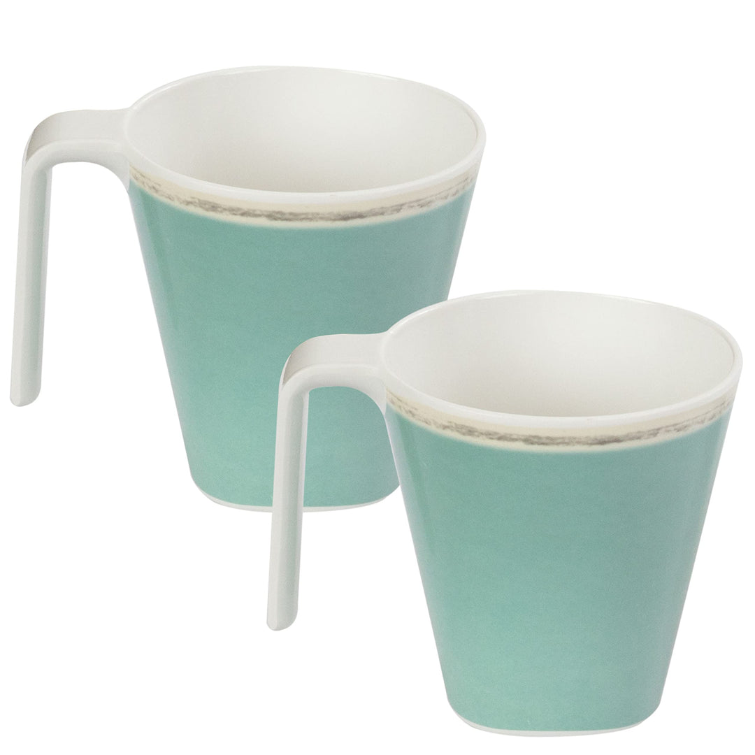Melamin Camping Tassenset pastellgrün 2 Tassen 350ml Geschirr Personen, 2 Tassen