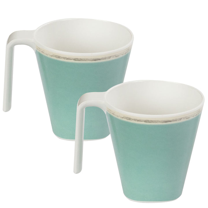 Melamin Camping Tassenset pastellgrün 2 Tassen 350ml Geschirr Personen, 2 Tassen