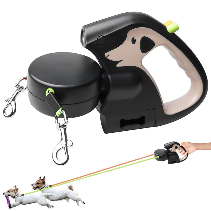 Doppelte Einziehbare Hundeleine, Rollleine Mit Led Licht, Ausziehbare Doppel Hundeleine Für 2 Hunde,