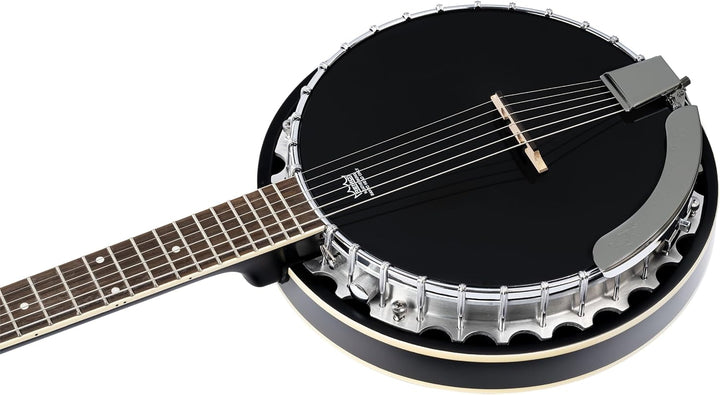 Ortega Raven Serie Banjo (6-Saiter, Pickup, Volume Regler, Luxus-Gigbag) schwarz, OBJE350/6-SBK