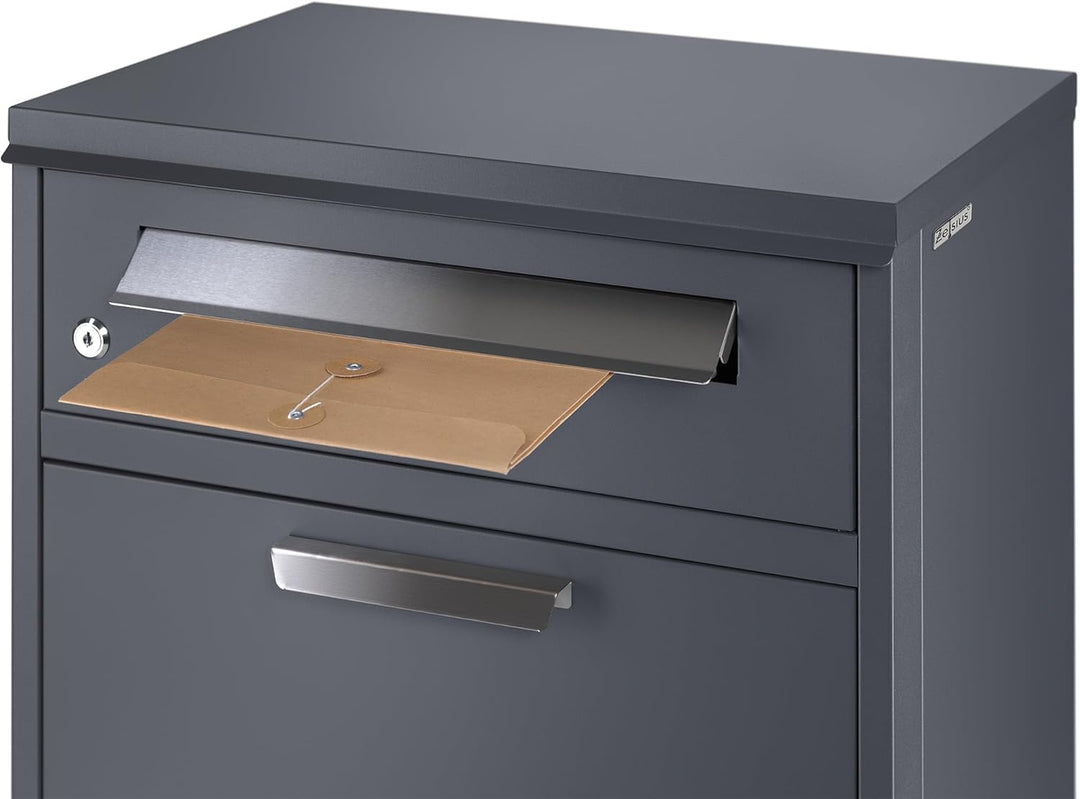 Zelsius Paketbriefkasten | RAL7016 Anthrazit | verzinkter pulverbeschichteter Stahl mit Edelstahl El