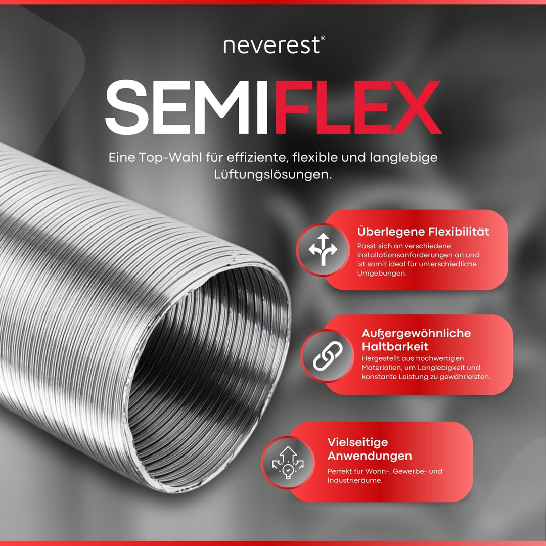 neverest Semiflex 200 mm Alu Flexrohr 3m Länge Abluftschlauch Klimaanlage, Trockner, Ofen Hitze- &amp; K