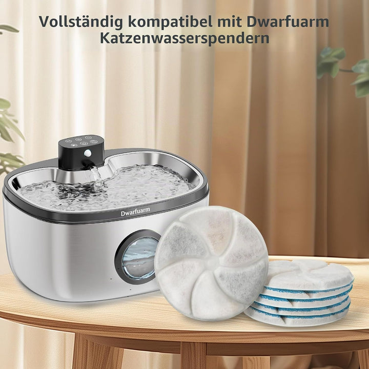 W09S Filter, 6 Stück für Trinkbrunnen für Katzen und Hunde | Rund, 0.8×11×11 cm, Enthält 6 Stück Pum