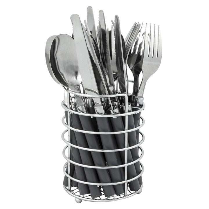Bo-Camp - Besteck-Set - im Korb - Grau - 24 Teile - 6 Personen
