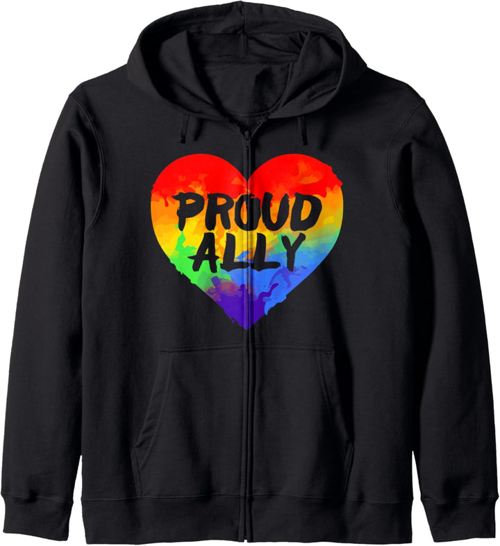 Stolzer Verbündeter LGBT Gay Pride Monat Regenbogenherz Kapuzenjacke