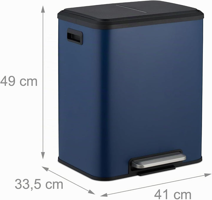 Relaxdays Mülleimer 2 x 15 Liter, Küchenmülleimer mit entnehmbare Inneneimer, Absenkautomatik und Tr