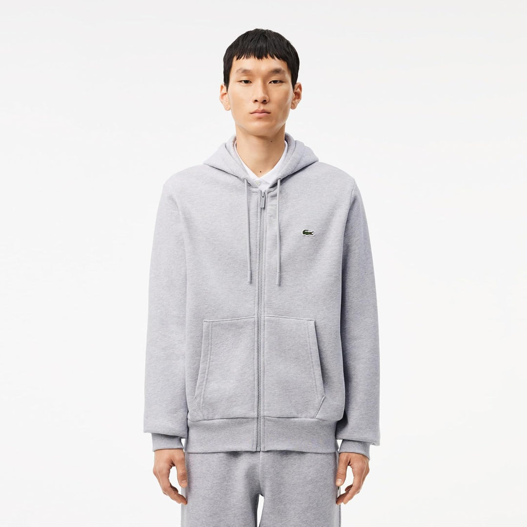 Lacoste Herren Sweatjacke SH9626, Männer Sweatshirt Reissverschluss,Regular Fit, Chinesisches Silber