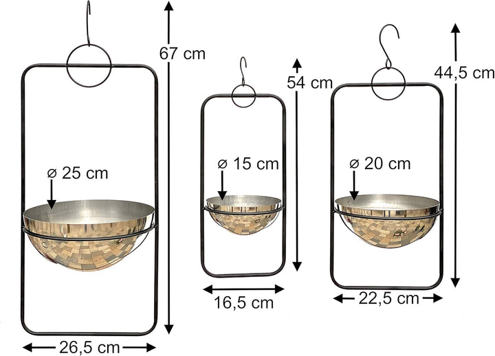 DanDiBo Blumenampel Innen Metall Wand Hängepflanzen 96083 3er Set mit Topf Silber Pflanzenhänger Blu