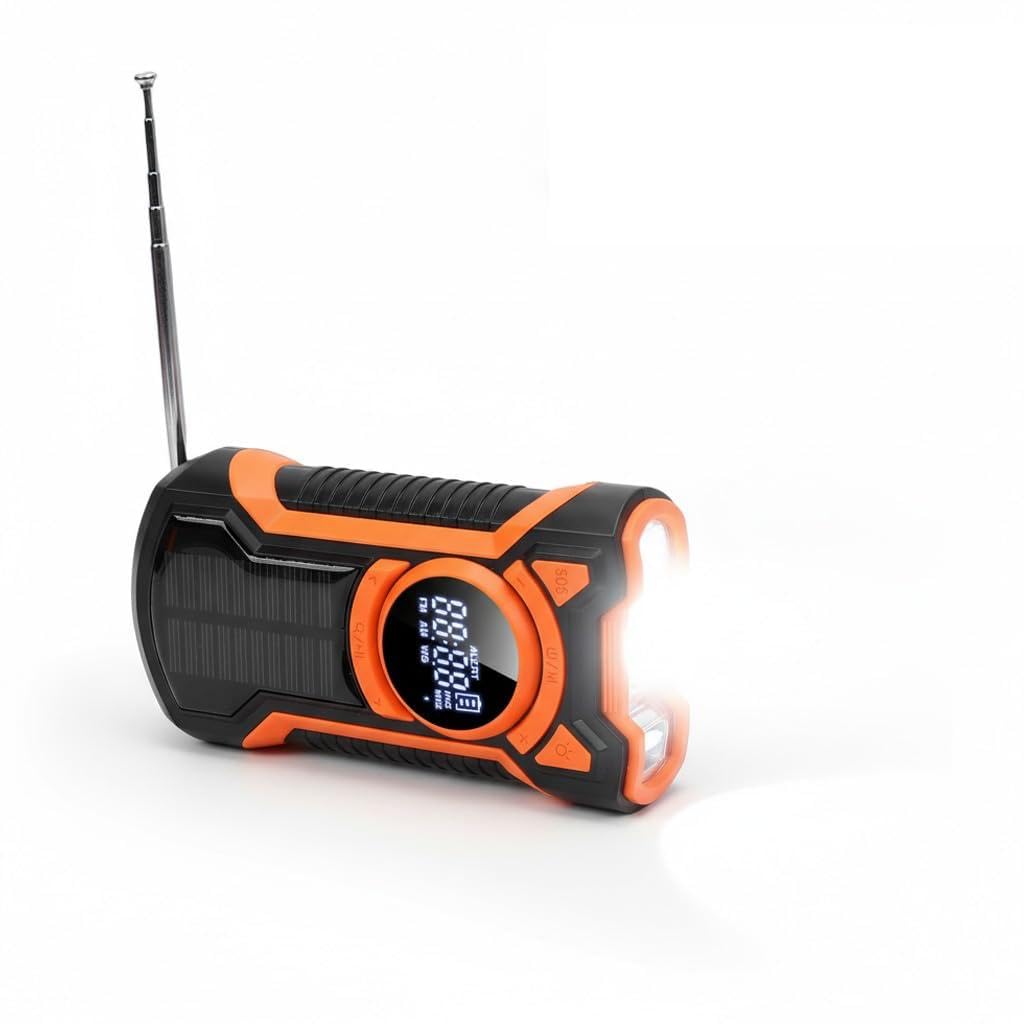 Notfallradio, 5000-mAh-Wetterradio, Solar-Handkurbelradios, FM, AM, WB, Bluetooth, SOS-Alarm und LED