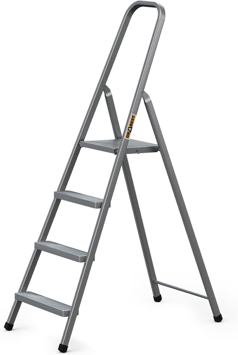 DRABEST - Stehleiter - mit 4 Stufen - bis 125 kg belastbar - 1,49 m lang - Arbeitshöhe 2,75 m - Trit