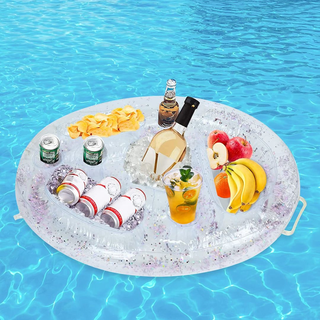 Aufblasbarer Getränkehalter 2 in1 Getränke und Snackhalter 8 Löcher Pool Getränkehalter Floating Auf