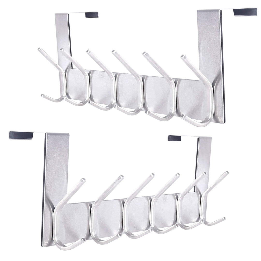 SKOLOO Over The Door Hook Brushed Nickel, Door Coat Rack for Entryway, Over Door Towel Hook for Bath