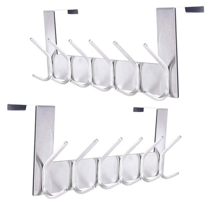 SKOLOO Over The Door Hook Brushed Nickel, Door Coat Rack for Entryway, Over Door Towel Hook for Bath