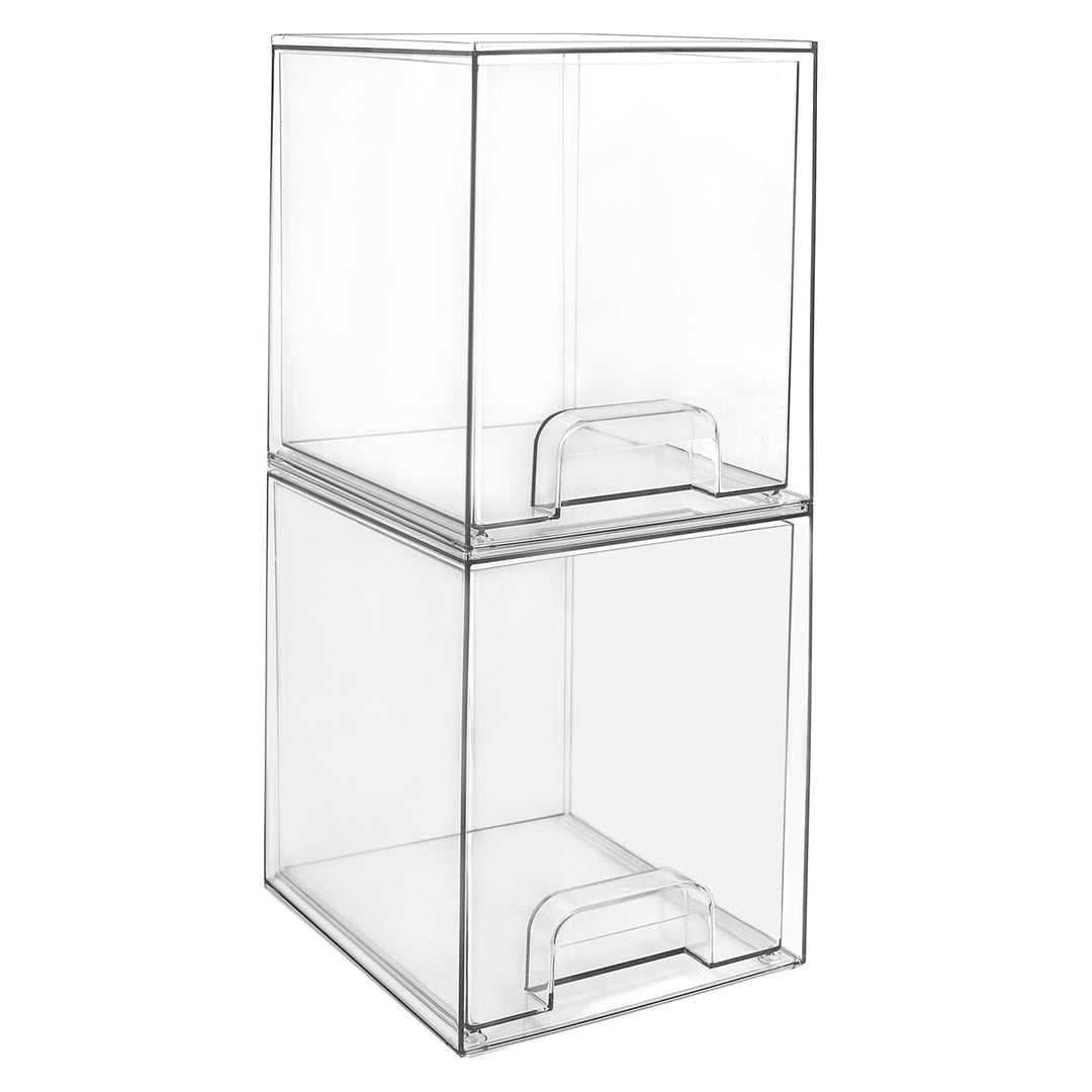 Stapelbarer Make-up-Organizer und -Aufbewahrung, durchsichtige Kosmetikschubladen aus Acryl mit Grif