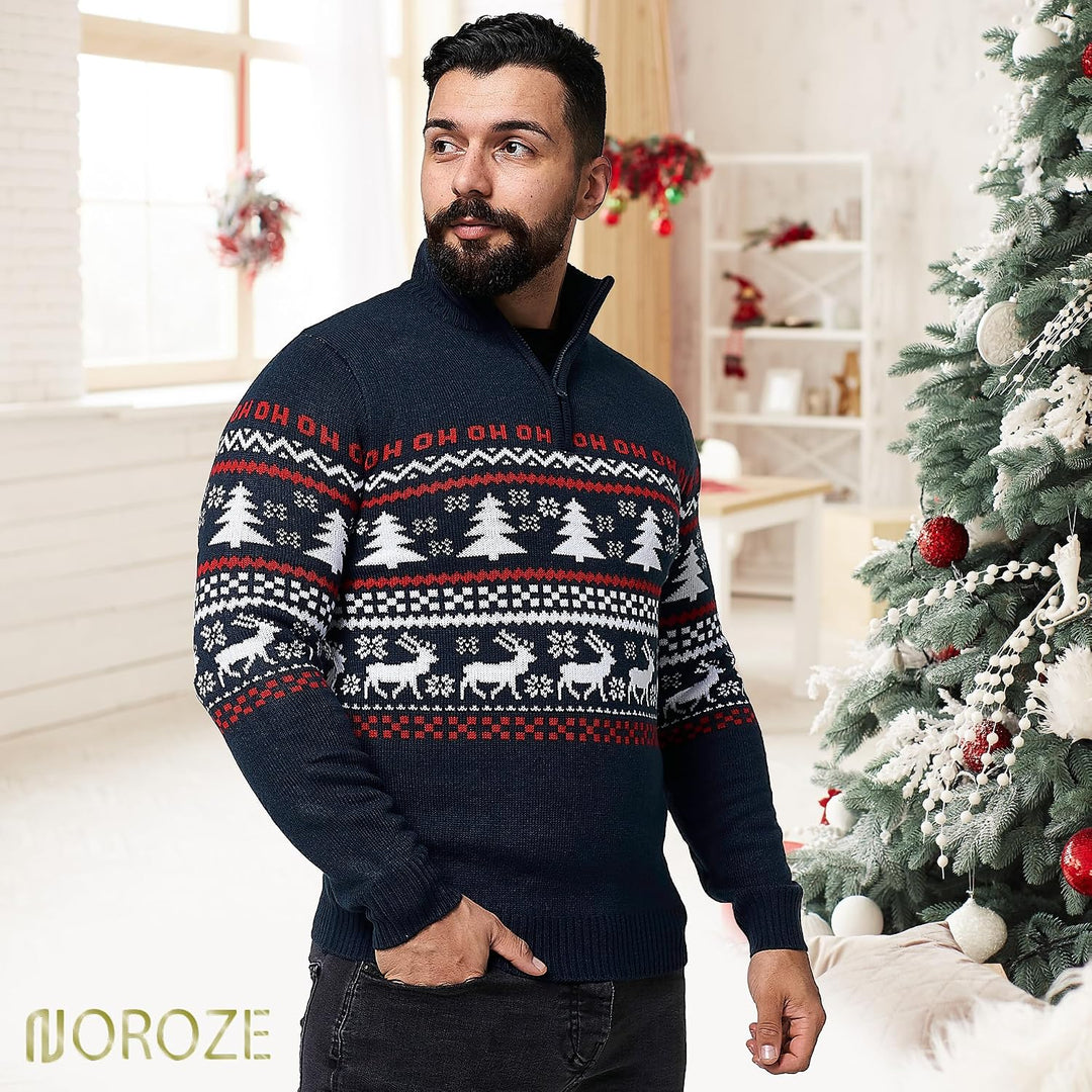 NOROZE Herren Weihnachten Pullover Neuheit Faire Insel Jumper Grobstrick Pulli für Frauen Unisex M M