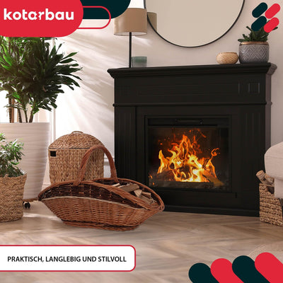 KOTARBAU® Weidenkorb für Kaminholz Holzkorb für Kaminholz Weide mit Henkel Kaminholzkorb Weide Holzk
