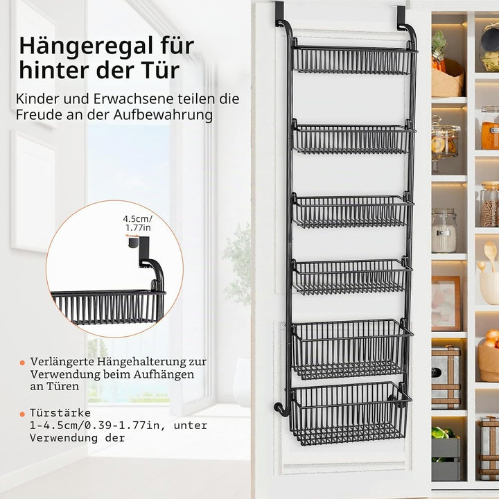 Hängender Organizer an der Tür,Gewürzregal mit 6 Etagen Einstellbar Tür Hängeregal Tür-Organizer Hän